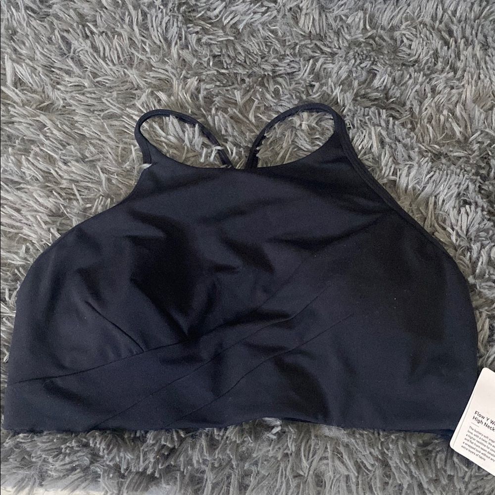 Lululemon Flow Y Wrap- Front High Neck Bra Sz 10 black NWT